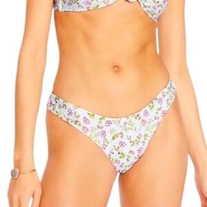 J Crew Curved Waist Cheeky‎ Floral Bikini Bottoms Blue Size Small